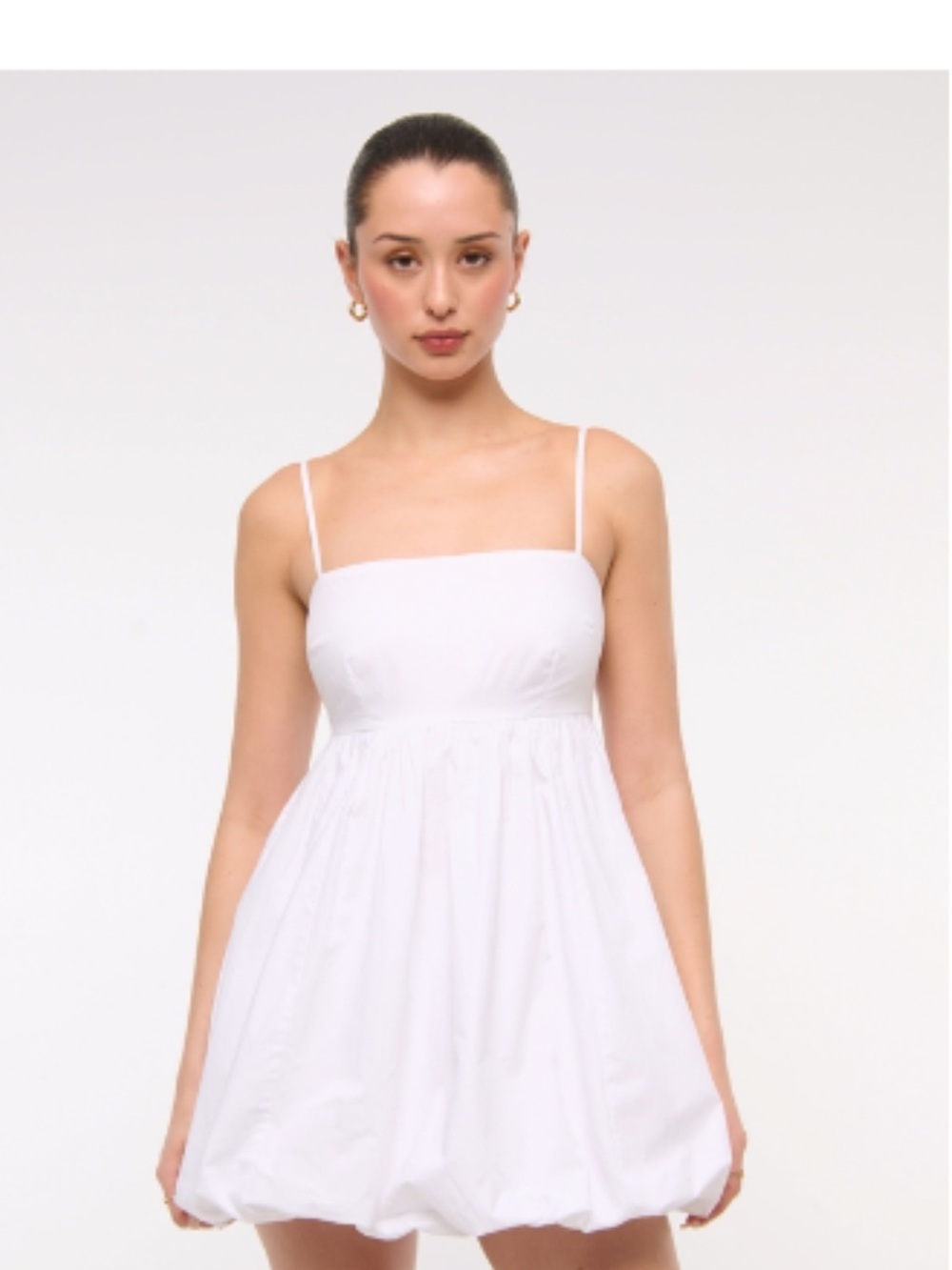 NWOT White Spaghetti-Strap baby doll Bubble Hem Dress